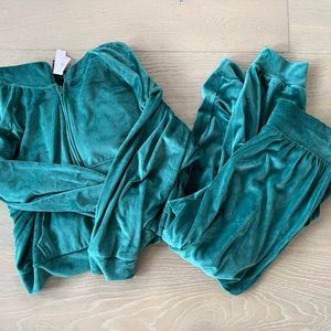 Victoria’s Secret velour track suit. Dark green.